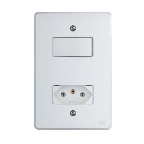 Conjunto Interruptor 4x2 | 1 Tecla Paralelo 10a + 1 Tomada 10